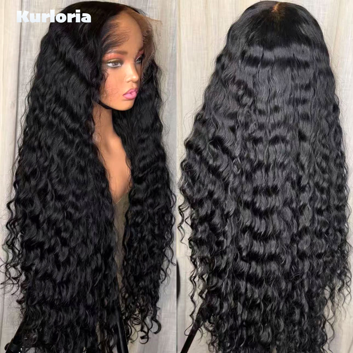 Glueless Wear And Go Human Hair Wig - 500の密度で、自然な黒色の深波状の100％人毛ウィッグ。13x4または13x6のHDレースフロントで、接着剤不要で簡単に装着できる、前髪部分が事前に処理済みのウィッグ。