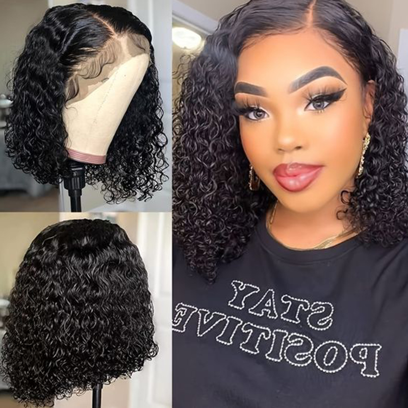 Glueless Wear And Go Human Hair Wig - ディープウェーブウィッグ 人毛 180密度 プレカットレース ボブウィッグ 女性用