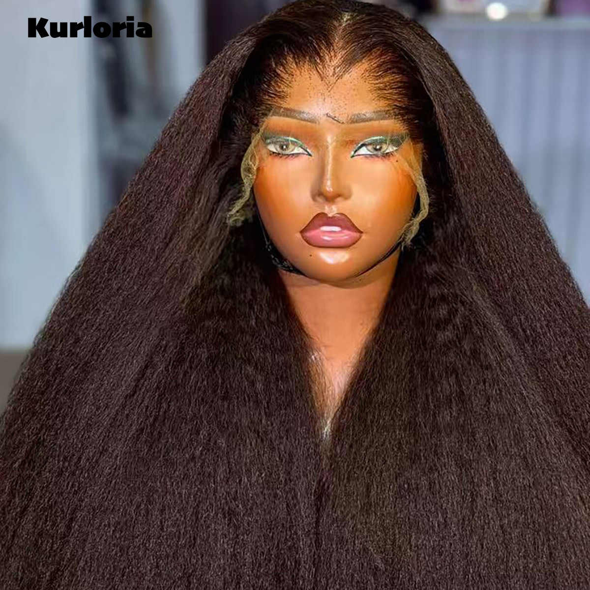 Glueless Wear And Go Human Hair Wig - ナチュラルブラック、密度400、縮れ毛のようなストレートヘア、13x4または13x6のHD透明レースウィッグ、100％人毛使用、接着剤不要で簡単に装着可能、前髪部分はあらかじめ処理済み。