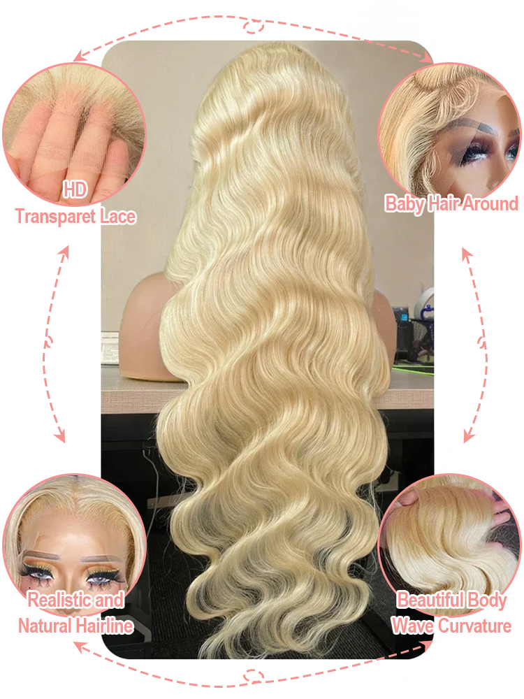 36インチ、40インチ、613（ハニーブロンド）のボディウェ - 613 Blonde Body Wave Lace Front Wig のレビューと価格