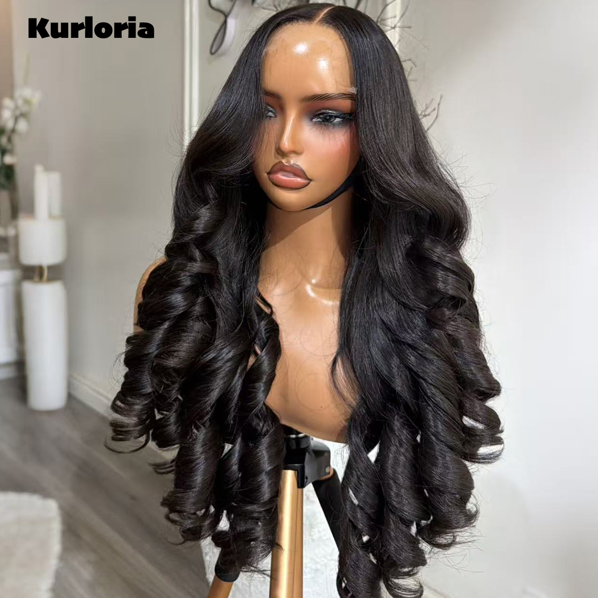 100%人毛 ナチュラルブラック レース ボリュームウェーブ - Glueless Wear And Go Human Hair Wig のレビューと価格