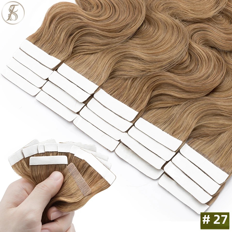 自然なヘアエクステンション,自然な髪,両面,シームレス,目に - Invisible Tape In Extensions Real Hair のレビューと価格