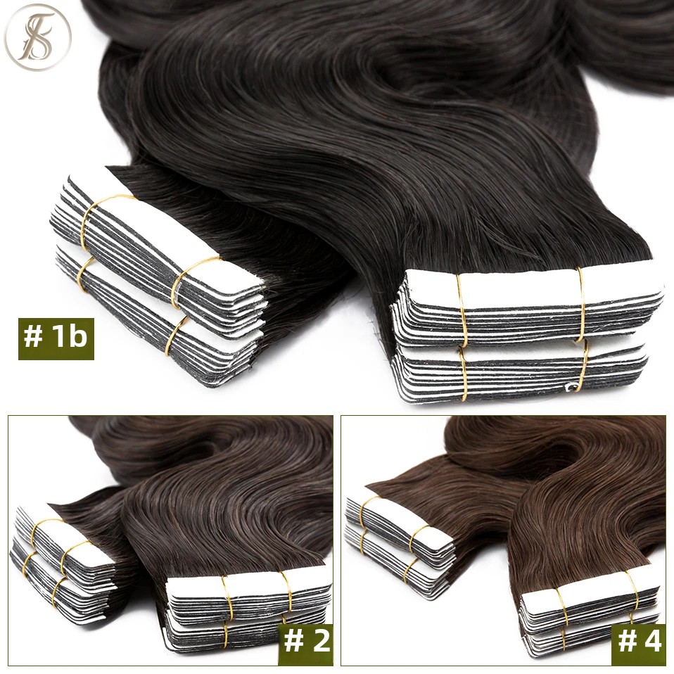 自然なヘアエクステンション,自然な髪,両面,シームレス,目に - Invisible Tape In Extensions Real Hair のレビューと価格