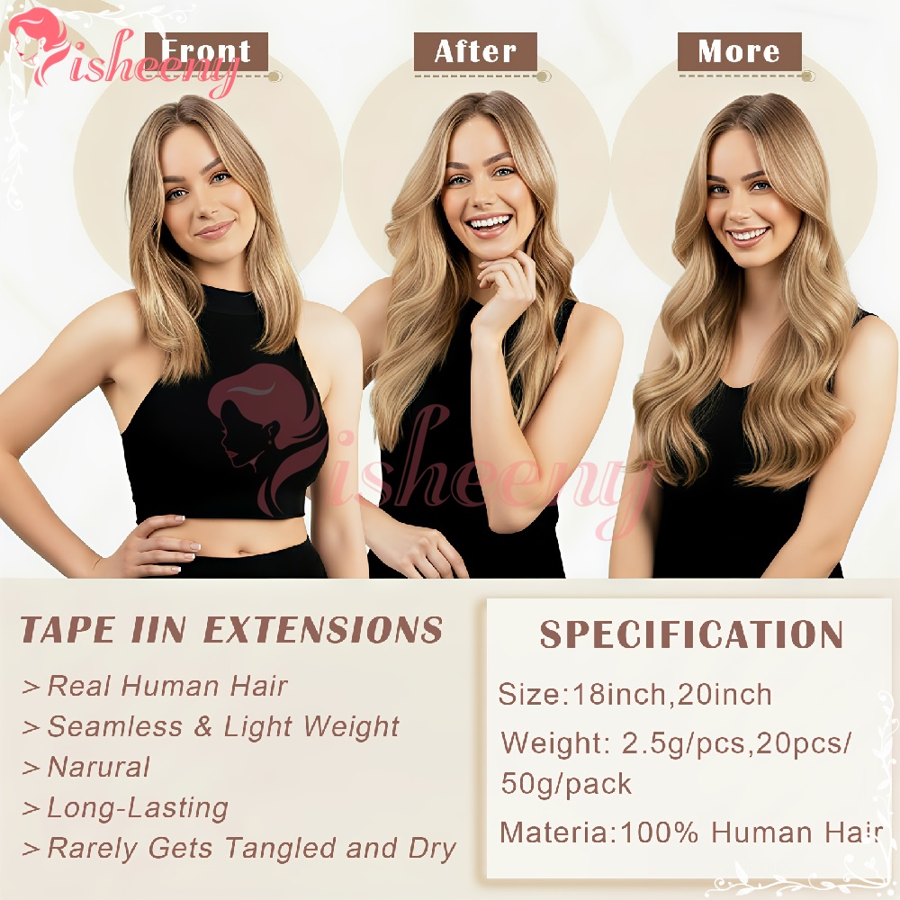 イシェニー ストレート テープイン ヘアエクステンション。本 - Invisible Tape In Extensions Real Hair のレビューと価格