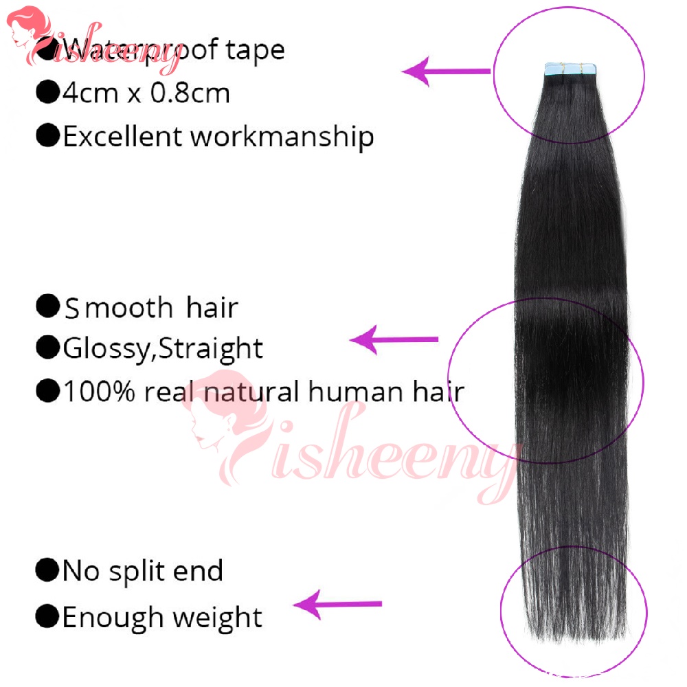 イシェニー ストレート テープイン ヘアエクステンション。本 - Invisible Tape In Extensions Real Hair のレビューと価格