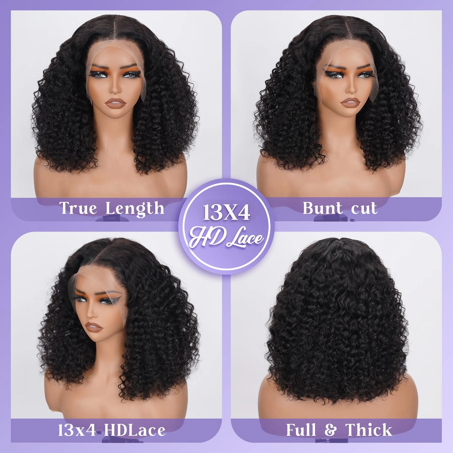 14インチ、16インチのカールしたディープウェーブ、13x4 - Glueless Wear And Go Human Hair Wig のレビューと価格