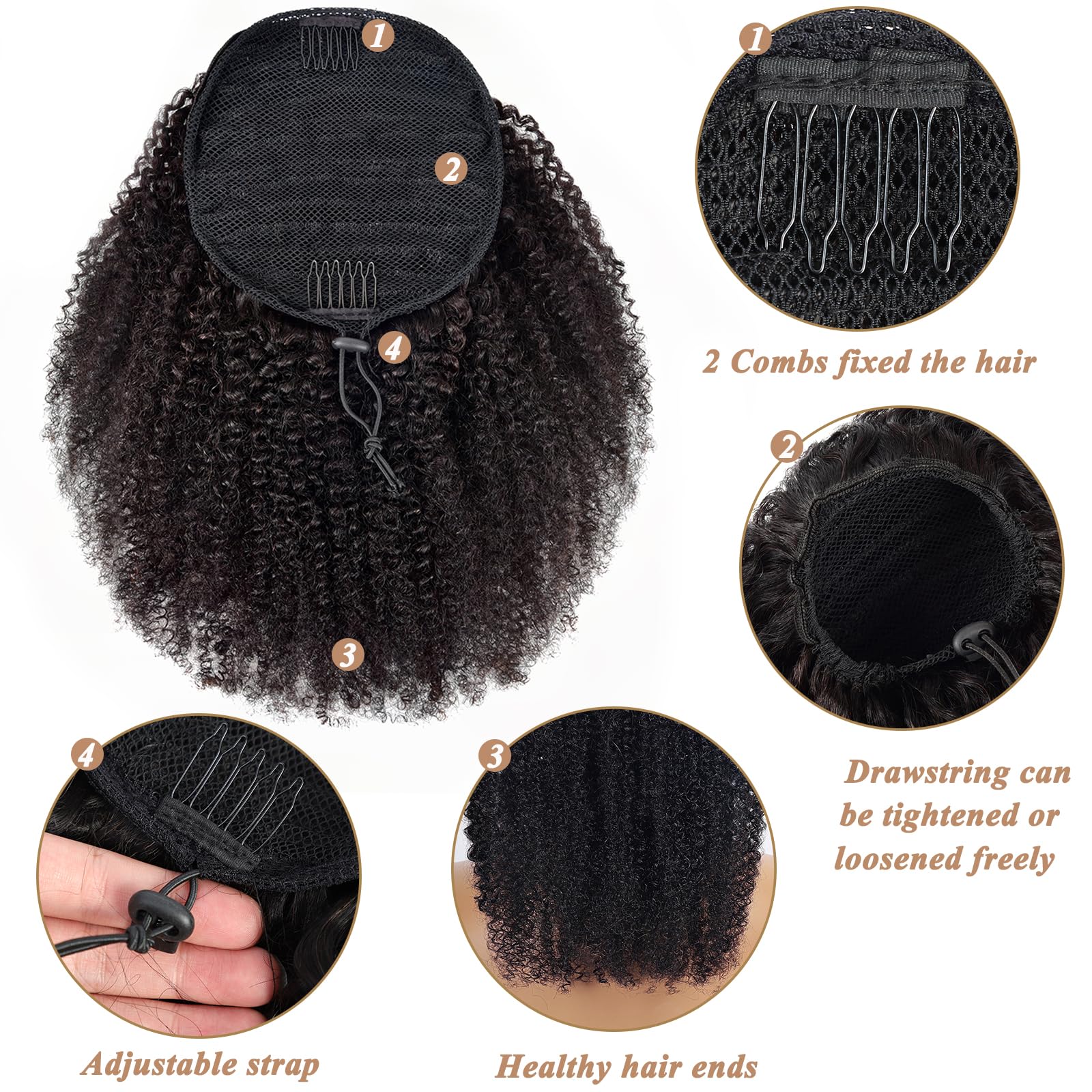 ドローストリング付きポニーテールエクステンション。人毛を使用 - Seamless Clip In Hair Extensions Human Hair のレビューと価格
