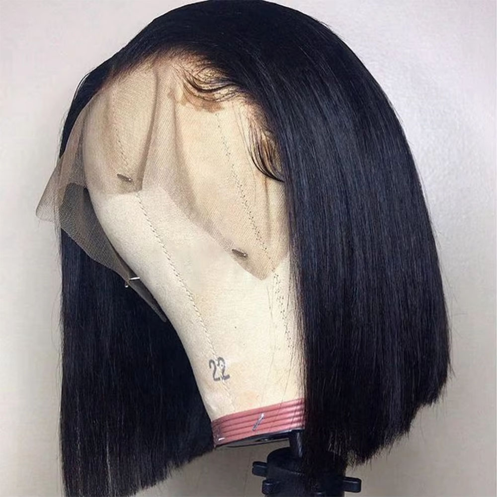 カット済み、接着剤不要のウィッグ。人毛を使用した13x4のボ - Pre Parted 13X4 Lace Front Bob Wig のレビューと価格
