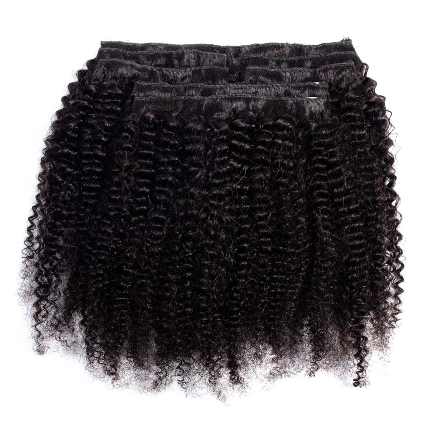 アフロ縮れ毛クリップインヘアエクステンション 120g 8ピ - Seamless Clip In Hair Extensions Human Hair のレビューと価格