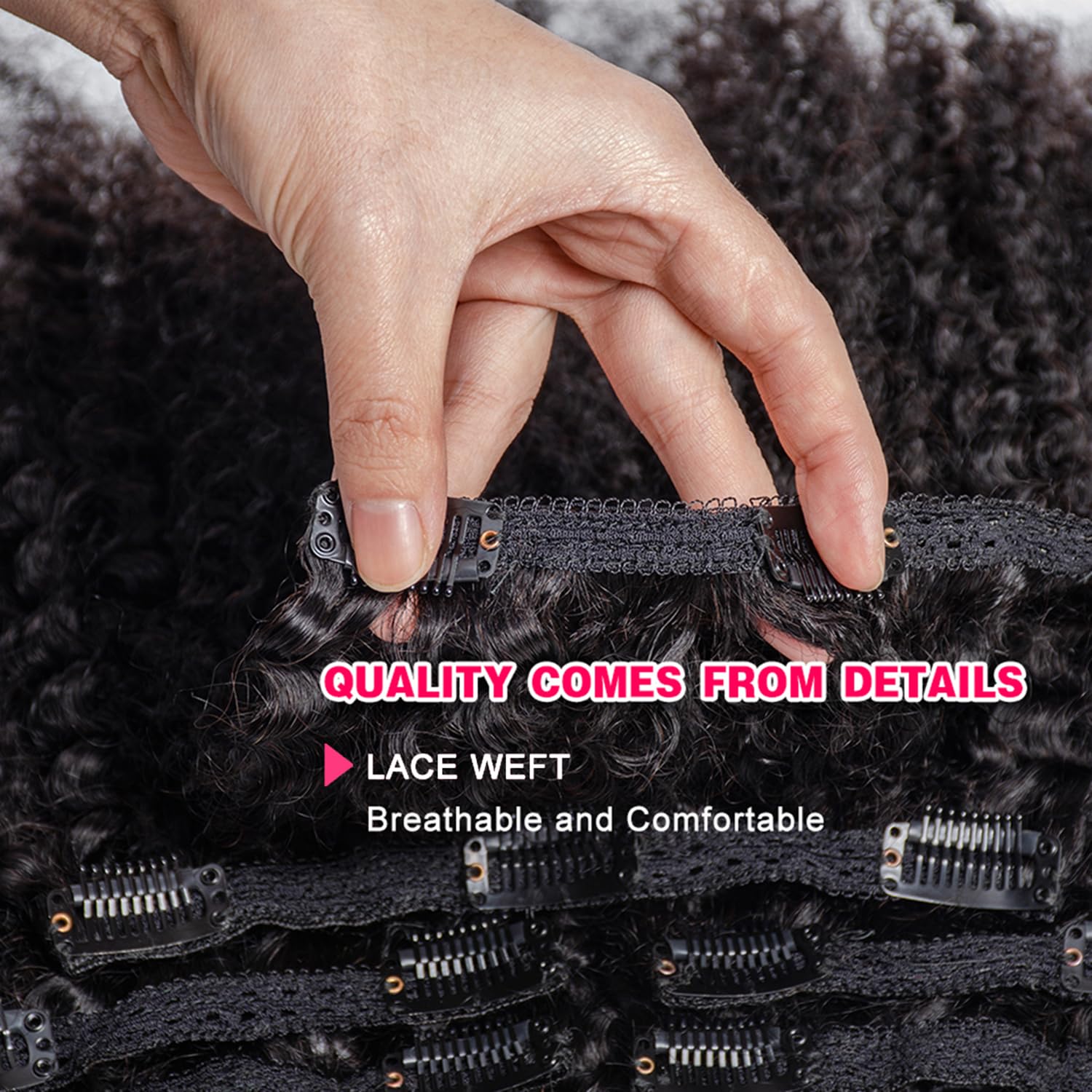 アフロ縮れ毛クリップインヘアエクステンション 120g 8ピ - Seamless Clip In Hair Extensions Human Hair のレビューと価格