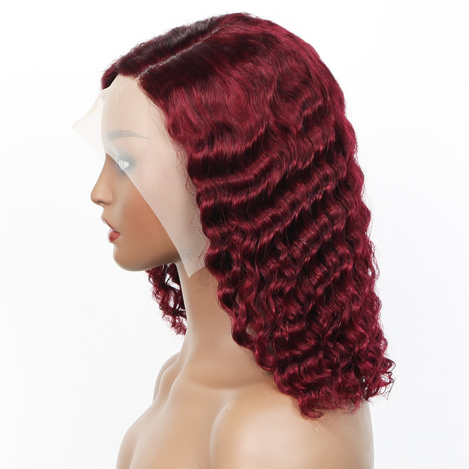 99j バーガンディ ディープボブ ウィッグ 人毛 ブラジリ - Glueless Wear And Go Human Hair Wig のレビューと価格
