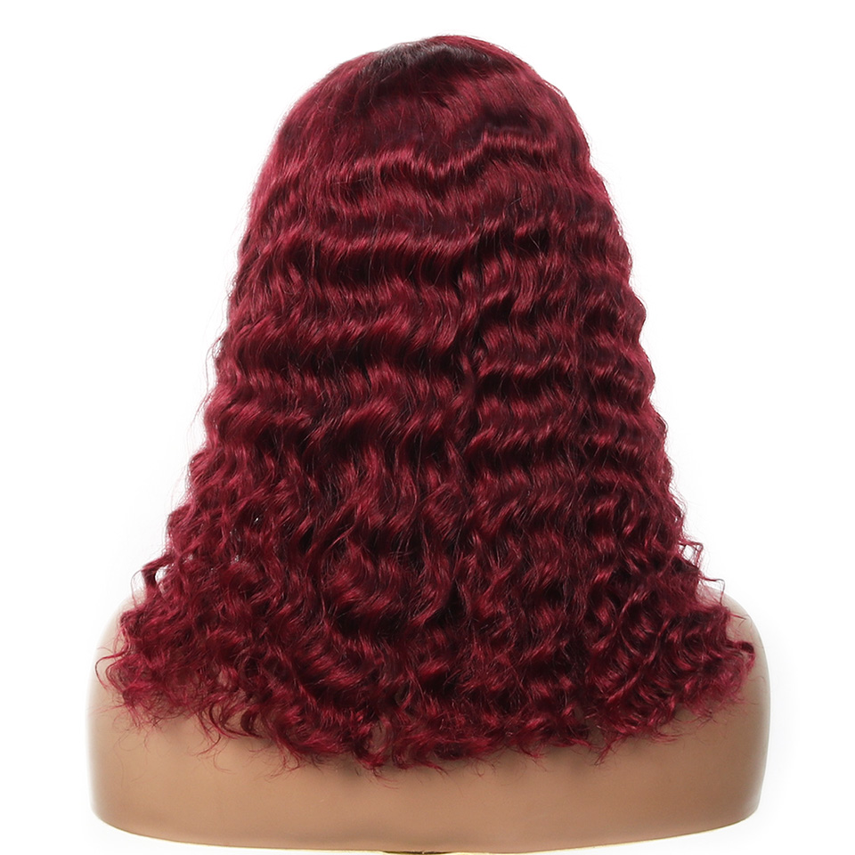 99j バーガンディ ディープボブ ウィッグ 人毛 ブラジリ - Glueless Wear And Go Human Hair Wig のレビューと価格