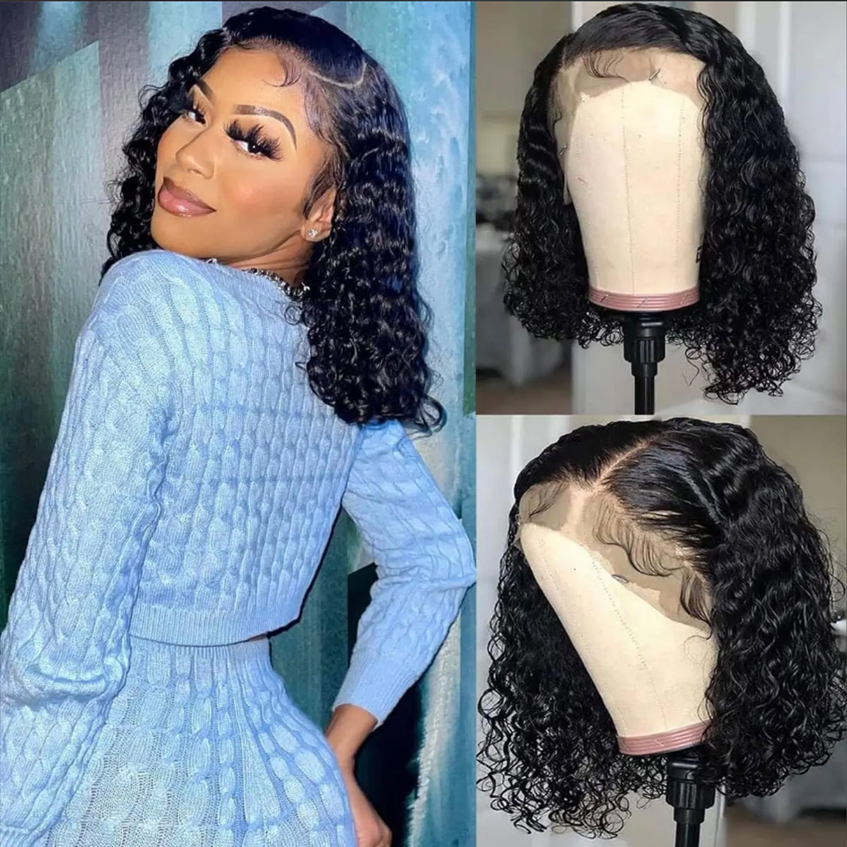 ディープウェーブウィッグ 人毛 180密度 プレカットレース - Glueless Wear And Go Human Hair Wig のレビューと価格