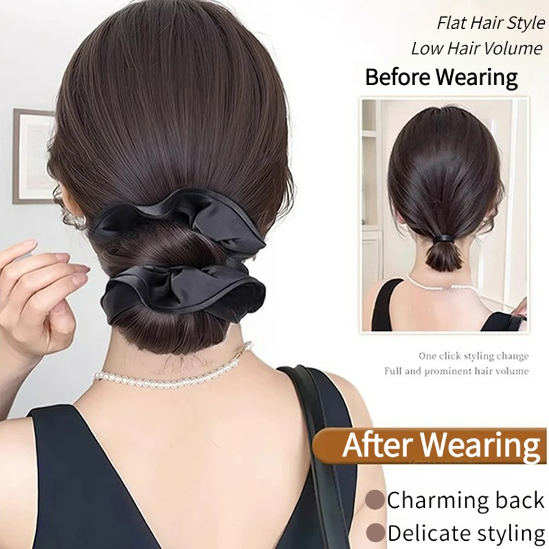 新しい合成サテンヘアタイ、クリップ付きシニヨンバン、ポニーテ - Claw Clip Messy Bun Hair Piece のレビューと価格