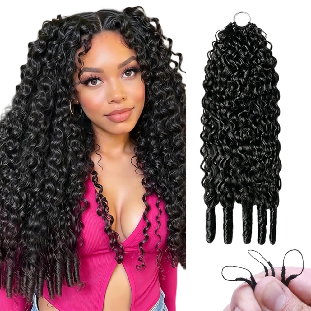 ビルマ産のカーリーミラクルノット・クロシェ編み込み用人毛、1 - Hair Bundles のレビューと価格