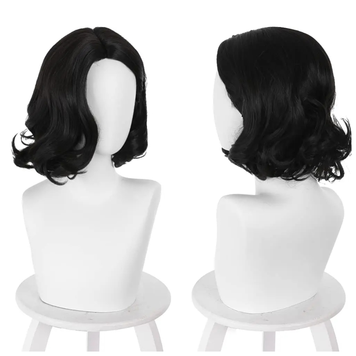 黒いショートボブウェーブのかかった中分けアニメパーティーハロ - Synthetic Braided Wigs For Black Women のレビューと価格