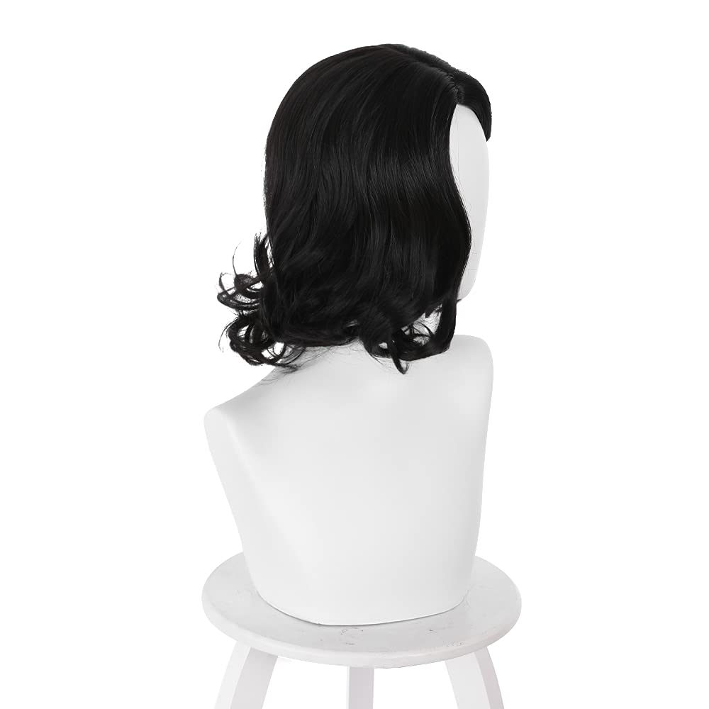 黒いショートボブウェーブのかかった中分けアニメパーティーハロ - Synthetic Braided Wigs For Black Women のレビューと価格