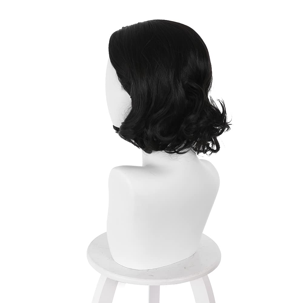 黒いショートボブウェーブのかかった中分けアニメパーティーハロ - Synthetic Braided Wigs For Black Women のレビューと価格