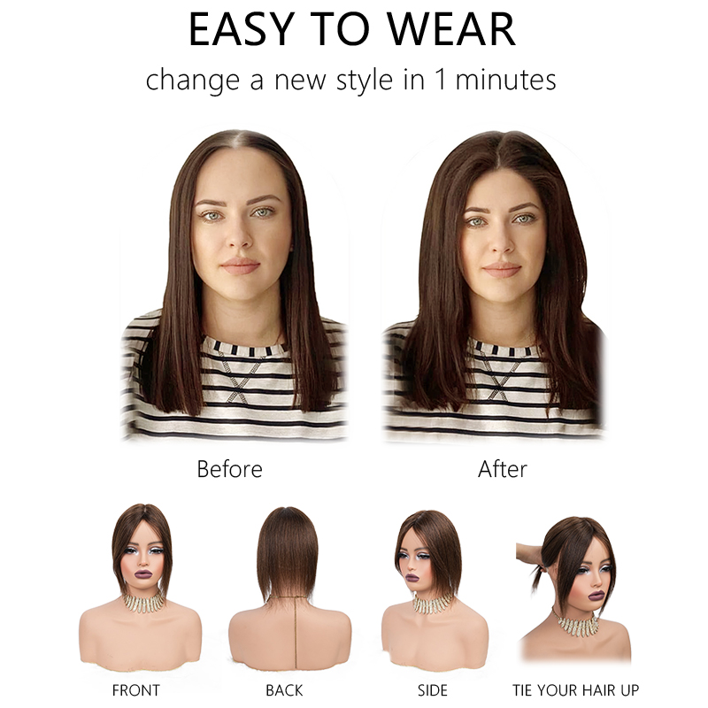 10インチ100%人毛13x12cmヘアネットクリップ式ヘア - Seamless Clip In Hair Extensions Human Hair のレビューと価格